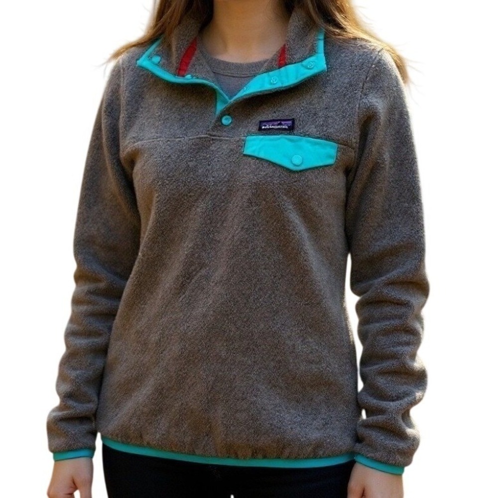 Patagonia Synchilla Snap-T Fleece Women's XS Gray Teal Lightweight Pullover Gorp